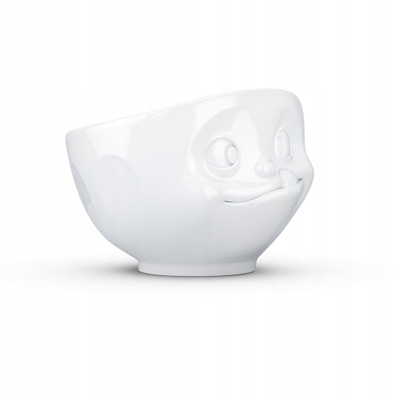 Tas porcelani Fiftyeight Grinning Bowl, 350 ml, me fytyrë, i bardhë