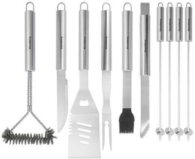 Set aksesorësh për barbeque Klausberg KB 7901, 11 copë, me doreza të rehatshme, me kuti për ta marrë me vete