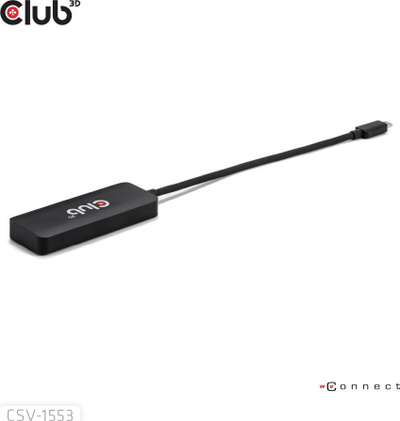 USB Ц клуб3д CSV-1550 хаб, 3x дисплејпорт, 4K 60Hz, црн