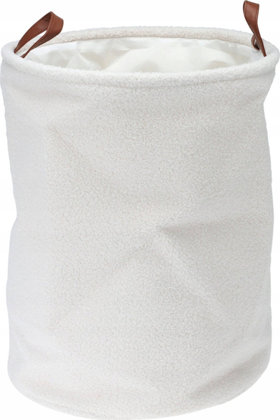 Shportë ruajtje Home Styling Collection, prej pëlhure boucle, Ø 38 x 50 cm, e bardhë