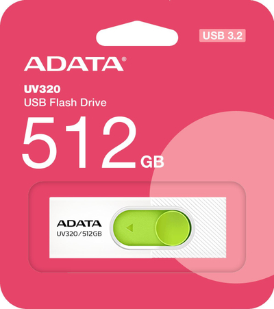 USB ADATA UV320, 512GB, USB 3.2, e bardhë jeshile