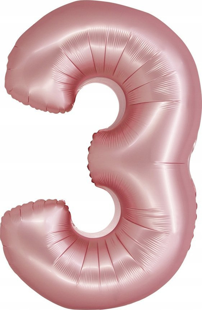 Balon folije Smart Number 3, 76 cm, rozë matte