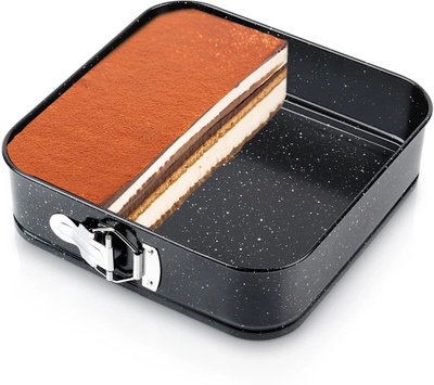 Tavë katrore për pjekje Vilde Springform Granite, 24x24x6.8 cm, çelik karboni, gri
