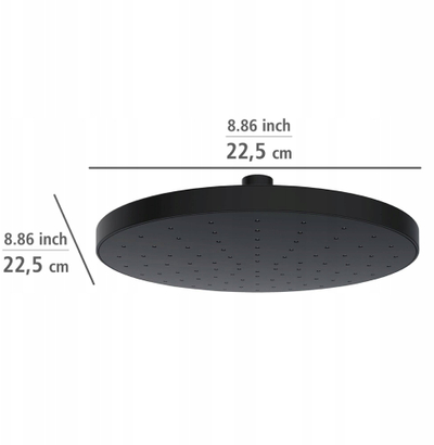 Kokë dushi WENKO Rain Shower, 22.5 cm, Automatic Cleaning, e zezë