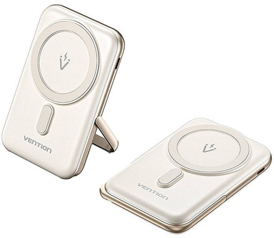 Магнетски пауербанк Vention, 10000mAh, безжичен 20W USB C, бел