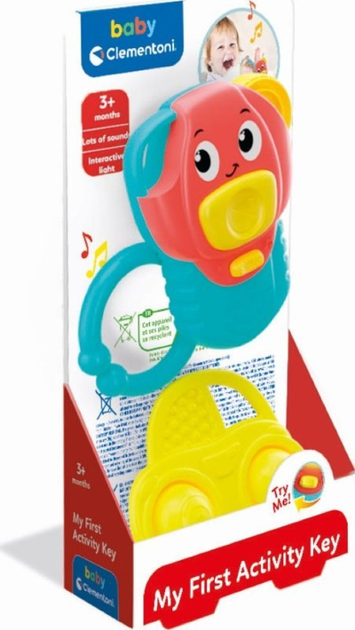 Lodër çelësa për bebe Clementoni Baby My First Activity Key, me muzikë dhe drita, shumëngjyrëshe