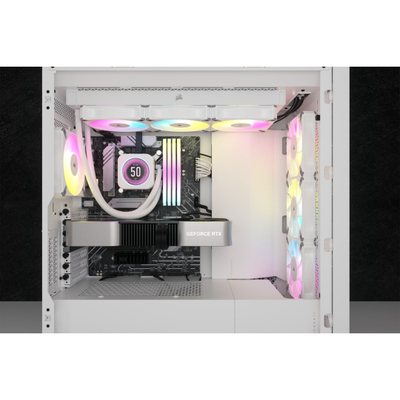 Ftohës procesori CORSAIR H150i RGB ELITE LCD XT, 360mm, ftohje me lëng, i bardhë
