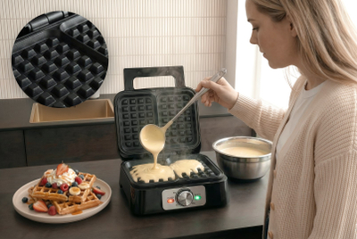 Aparat për waffle Promis WAP1600, 2 waffle, pllaka jo ngjitëse, i zi