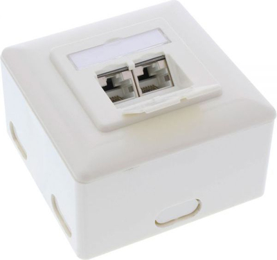 Prizë muri rrjeti InLine 76842W, 2x RJ45, Cat.6A, e bardhë