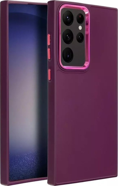 Këllëf telefoni Frame për Samsung Galaxy S23 Ultra, TPU, kornizë e ngritme te kamera, vjollcë