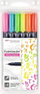 Set brush-pena Tombow Fudenosuke Hard Tip, 6 copë, ngjyra neon