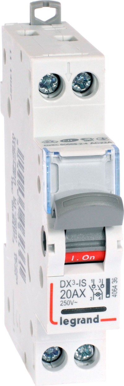 Ndërprerës modular Legrand FR302, 20A, 2P, gri
