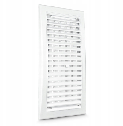 Grilë ventilimi Awenta Luna TL8, 110x270mm, me rregullim dhe rrjetë, e bardhë