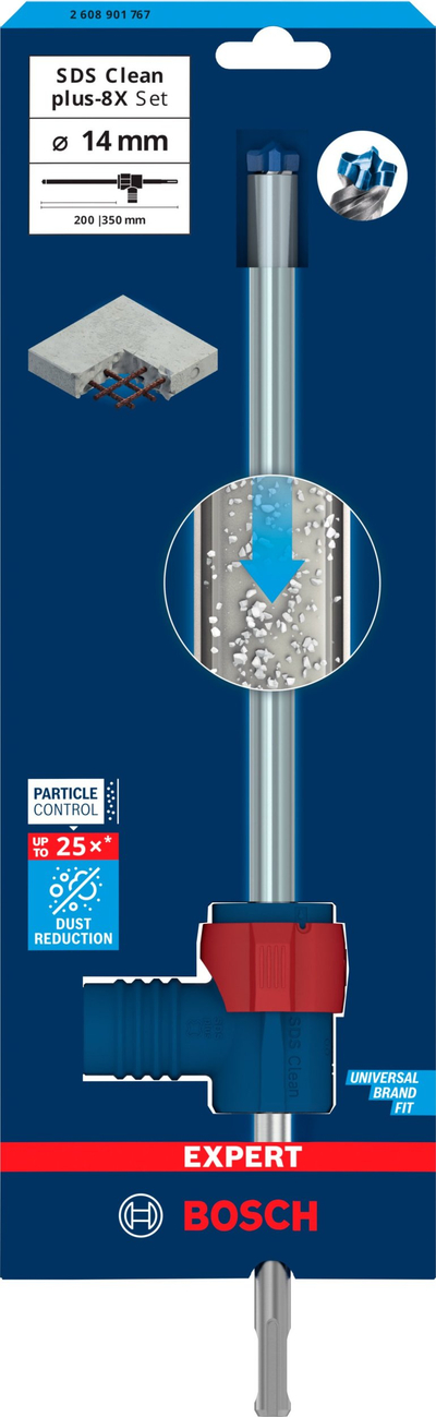 Set stërvilash çekiçi Bosch Expert Hammer Drill Bit SDS Clean Plus-8X, Ø14mm