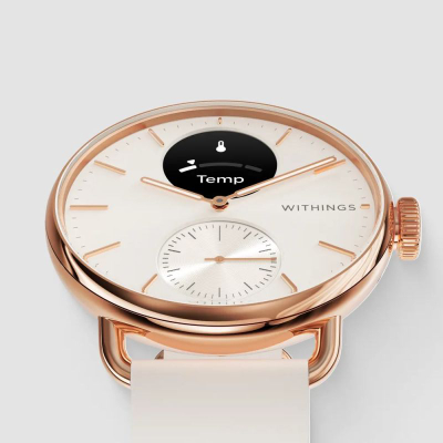 Ora hibride e zgjuar Withings ScanWatch 2, 38mm, me EKG dhe matje temperature, ngjyrë rozë gold