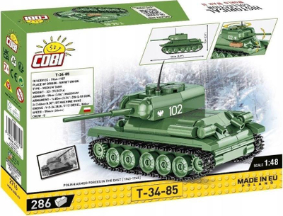 Set ndërtimi COBI Historical Collection T-34-85, 286 pjesë, shkalla 1:48, i gjelbër