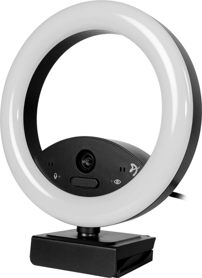 Webkamera Arozzi Occhio me Ring Light & Privacy, Full HD 1080p, me dritë rrethore, e zezë