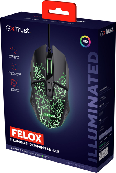 Maus gaming Trust GXT 113 Felox, ergonomik, DPI i rregullueshëm, i zi