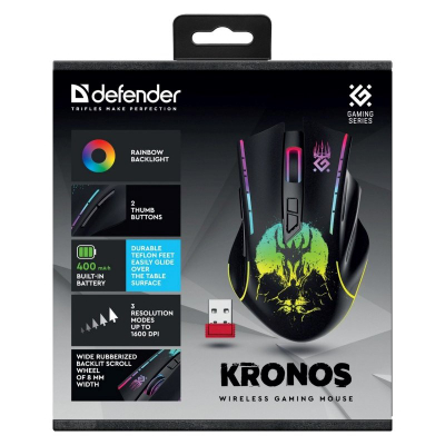 Maus wireless Defender Kronos GM-695, 1600 DPI, 7 butona, i zi