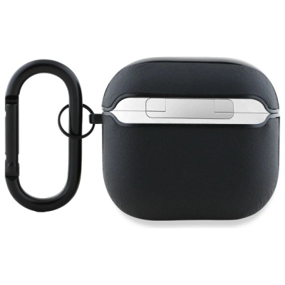 Këllëf për kufje AMG AMA4SLWK AirPods 4, lëkurë natyrale, me karabinë, i zi