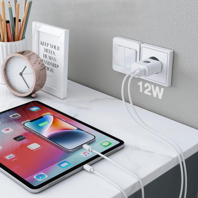 Karikues USB Techly IPW-USB-12W2A, 12W 2.4A, 2 porta USB, i bardhë