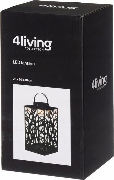 Lampë dekorative metalike LED solar, 38 cm, me dorezë, e zezë