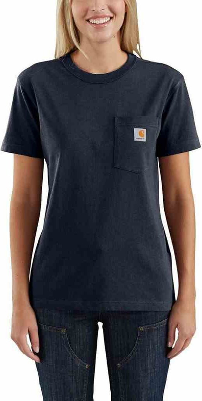 Bluzë Carhartt Workwear Pocket Women, pambuk, madhësia XS, blu e errët