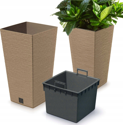 Vazo për zbukurim Flowerpot FURU SQUARE ECO WOOD, 30cm, ngjyrë dru natyrale
