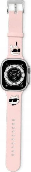 Rrip ore Karl Lagerfeld 3D Rubber Karl and Choupette për Apple Watch 38 40 41mm, silikoni, rozë