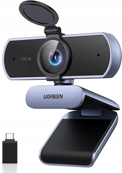 Веб камера UGREEN 4K, Ultra HD 1080P 60FPS, вграден микрофон, црна