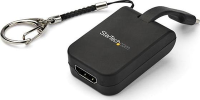 Adapter USB C në HDMI StarTech i vogël, 4K 30Hz, me unazë çelësash, i zi