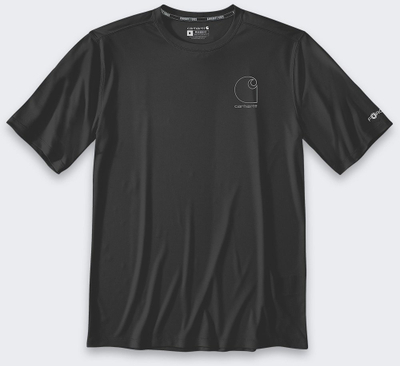Bluzë Carhartt Force Sun Defender, me prerje të lirshme, UPF 40+, poliester, e zezë