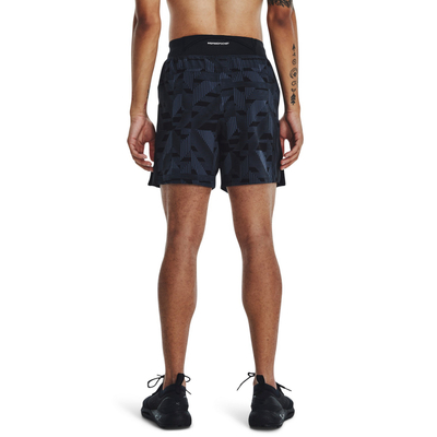 Кратки спортски панталони Under Armour Launch Elite, за мажи, со геометриски принт, црни
