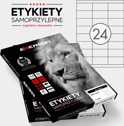 Самолеплива етикета Emerson Label eta4070x338w, 70x33.8mm, 100 листови A4, бели