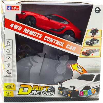 Makinë lodër drift me telekomandë RC 4WD, rrota të ndërrueshme, e kuqe