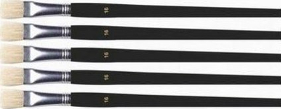 Set furçash të sheshta Fandy Flat Brush Nr. 16, 12 copë, me dorezë të zezë