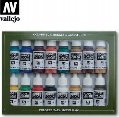 Set bojrash Vallejo Model Color Medieval, 16 ngjyra, për miniatura