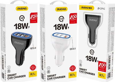Karikues makine Dudao R7S, 3x USB, QC3.0 18W, i zi