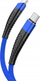 Kabllo USB C në USB C, me stof, për karikim dhe të dhëna, blu