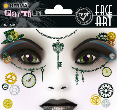Sticker dekorativ fytyre Herma Face Art Steampunk Amelia, folie shumëngjyrëshe, 1 set