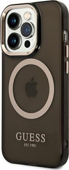Kapak telefoni Guess Translucent MagSafe, për iPhone 14 Pro, TPU, i zi