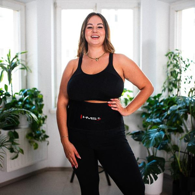 Set hula hoop fitness HMS HHW12 Plus Size me peshë, brez dobësimi BR163 Plus Size, vjollcë dhe i zi
