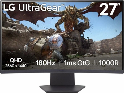 Монитор LG UltraGear 27GS60QC-B, 27", 180Hz, 1ms, црн