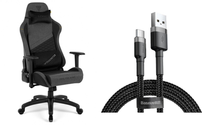 Karrige gaming SENSE7 Spellcaster, material tekstili, mbështetëse krahësh të rregullueshme, gri e zezë