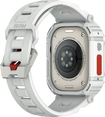 Rrip me kasë Skinarma Mecha 2 në 1 për Apple Watch 49mm, TPU, gri e çelët