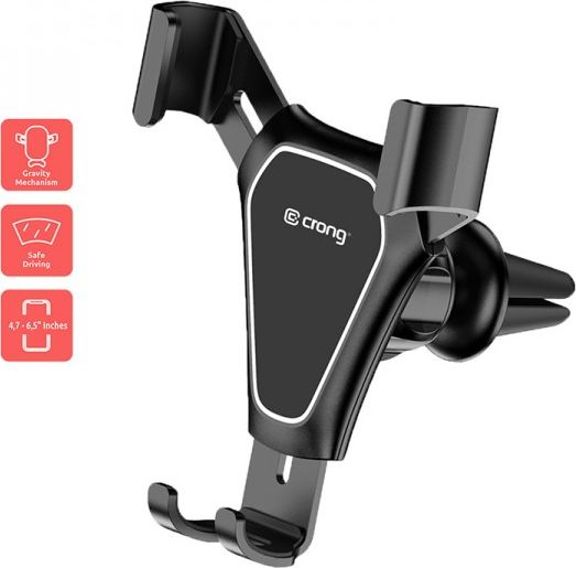 Mbajtëse telefoni për veturë Crong Gravity Auto Clip CRG-CH4-BLK, për 4.7-6.5", montim në grilë ajri, e zezë