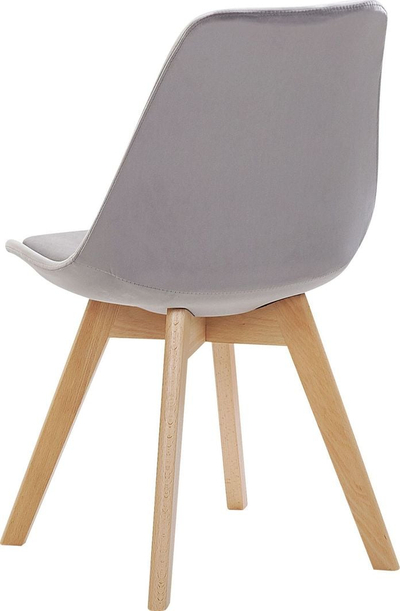 Set karrigesh ngrënieje Beliani Dakota II, velvet, këmbë dru ahu, gri