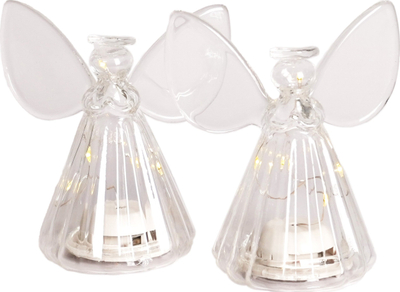 Set dekorativ Sirius Iris Angel, 10.5 cm, 2 copë, qelq transparent