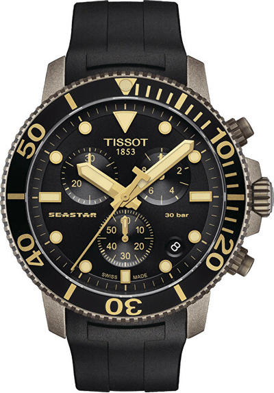Orë për meshkuj Tissot Seastar 1000 Chrono T120.417.37.051.01, e zezë