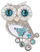 Brosh Owls Silver Brooch II, ngjyrë argjend/bruz